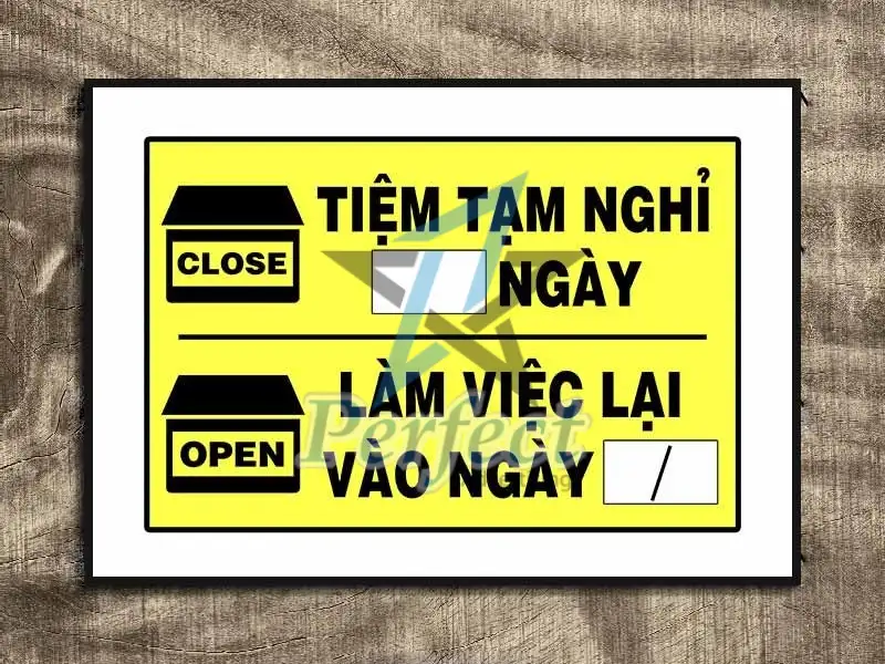Mẫu bảng thông báo formex lịch nghỉ của cửa hàng, công ty