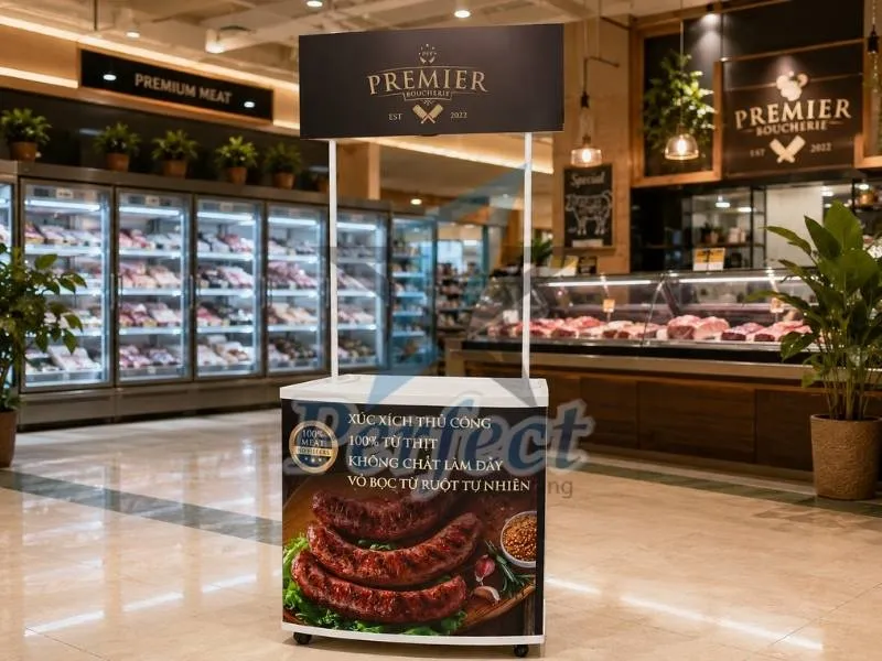 Booth Sampling Quảng Bá Thực Phẩm Thương Hiệu Premier Saucisse