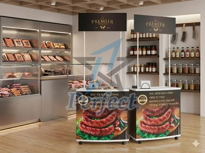 Booth Sampling Quảng Bá Thực Phẩm Thương Hiệu Premier Saucisse