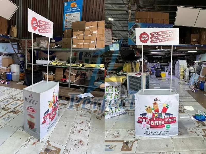Booth Nhựa Sampling Nguyên Liệu Pha Chế Thương Hiệu DP Food