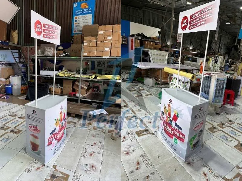 Booth Nhựa Sampling Nguyên Liệu Pha Chế Thương Hiệu DP Food