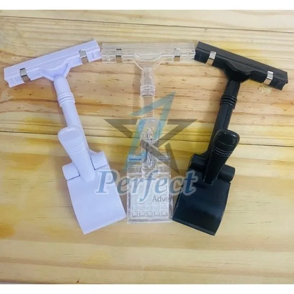 Kẹp bảng tên nhựa 2 đầu trắng sữa gắn kệ siêu thị
