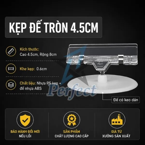 Kẹp nhựa đế tròn 5CM phù hợp siêu thị và cửa hàng