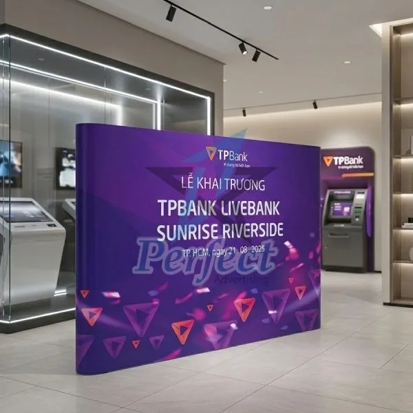 backdrop di động khai trương chi nhánh trang trí sự kiện khai trương