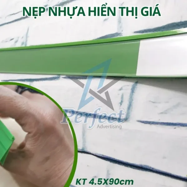 nẹp bảng giá siêu thị xanh lá hỗ trợ quản lý giá bán